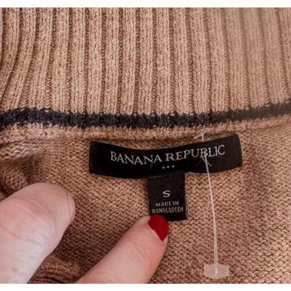 Banana Republic Sweater Men’s Small 100% Cotton Wool Blend 1/4 Button - Picture 6 of 7